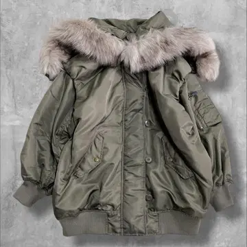 새상품급 퍼 달린 N-2B 타입 플라이트 자켓 카키 밀리터리 블루종