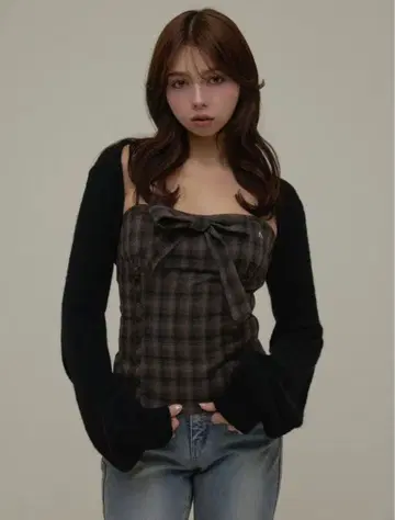 andmary Tyla ribbon set tops black