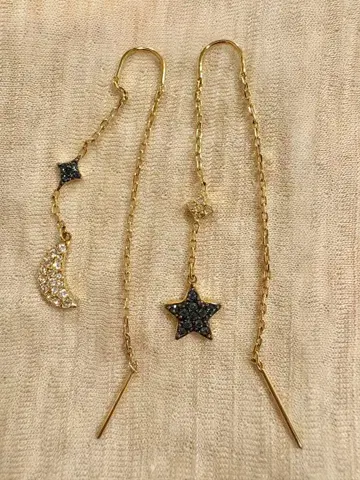 스와로브스키 달과 별의 롱 귀걸이