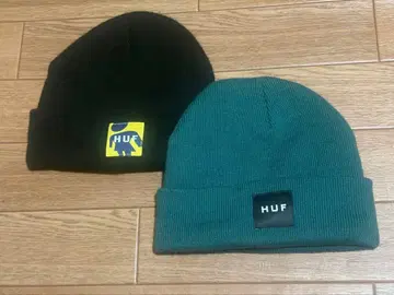 HUF 니트 모자 2개 세트 그린 블랙