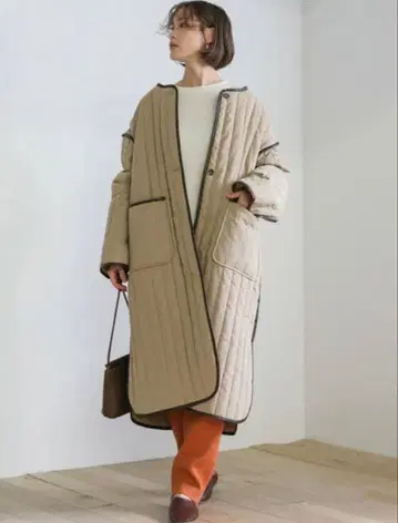 [ 새상품급 ] birthdayroom 베이지 퀼팅 롱 코트