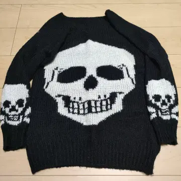 스컬 디자인 해골 니트 스웨터 헤이세이 펑크 Y2K 시크 스타일 +8*