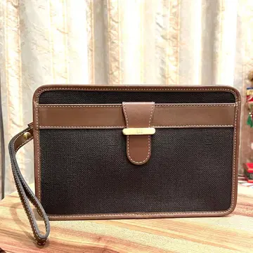 새상품급 dunhill 던힐 세컨드 백 PVC 가죽 브라운 자립형