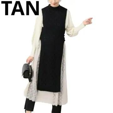 TAN 탄 케이블 니트 원피스 CABLE OP 블랙