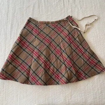 SABUROKU 빈티지 기장 수정 체크 무늬 플레어 스커트