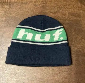 HUF 하프 니트 캡 비니 네이비 로고 모자