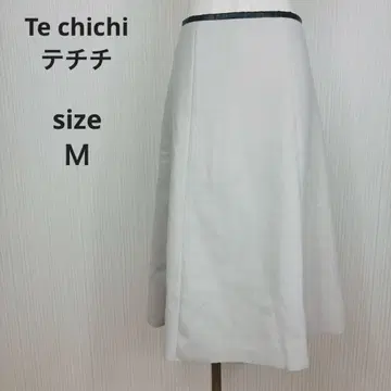 테치치 멜톤 저지 파이핑 플레어 스커트 아이보리