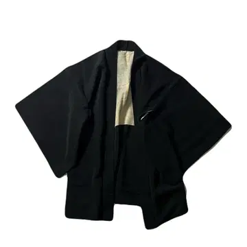 블랙 단색 직조 무늬 섀도우 아트 문장 기모노 겉옷