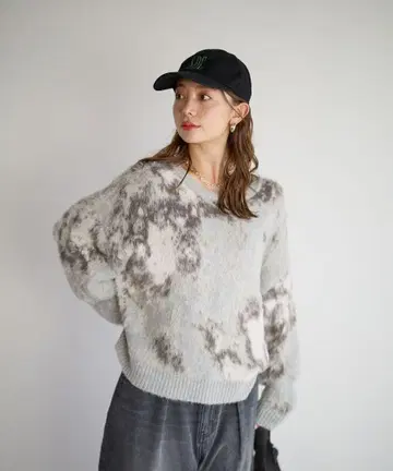 BAYFLOW 믹스 샤기 니트 풀오버 새상품