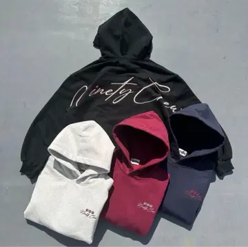 [새상품급] 9090 나인티나인 Ninety 크루 후드티 블랙 M