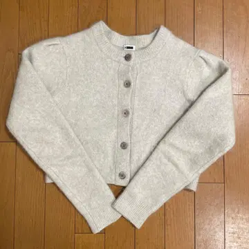 H BEAUTY & YOUTH CROPPED KNIT CARDIGAN