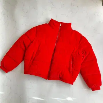 완판템 ZARA 코듀로이 퍼프 자켓 레드 레어 컬러 XL