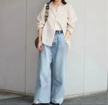 저널 스탠다드 2턱 와이드 데님 팬츠 38