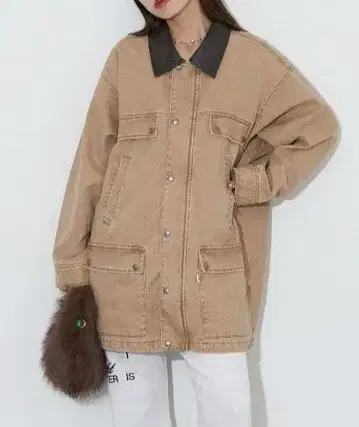 [ 즉시 구매 OK ] 옷깃 가죽 데님 헌팅 자켓