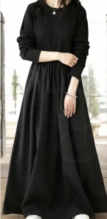 안티카 도킹 원피스 롱 원피스 긴팔 블랙