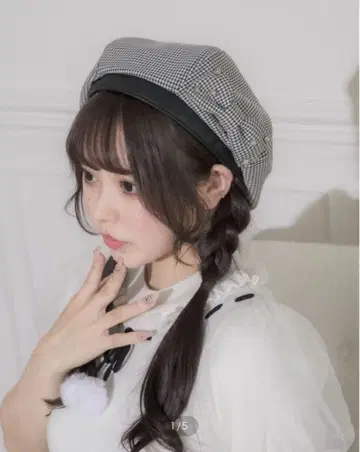 pium 하운드투스 체크 패턴 베레모