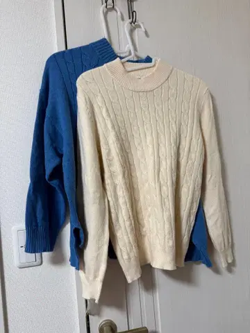 아이보리 케이블 니트 스웨터 긴팔 2장 세트!