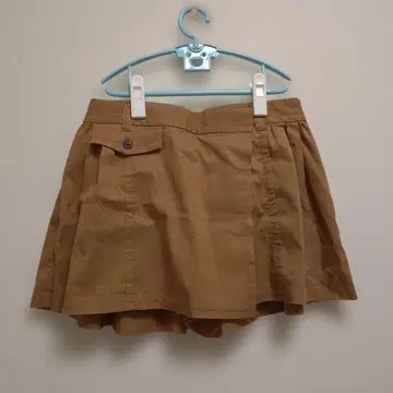 브라운 플리츠 큐롯 스커트