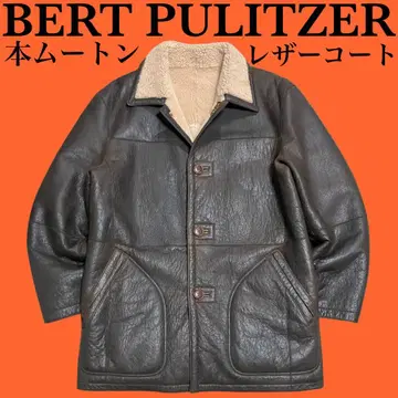 90s BERT PULITZER 버트 퓰리처 천연 가죽 무스탕 코트