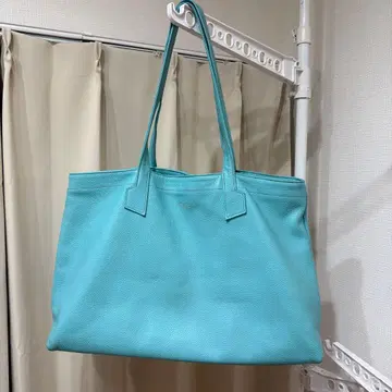 스카이블루 가죽 토트백