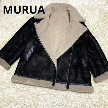 MURUA 페이크 무스탕 라이더스 블랙 보아 루즈핏