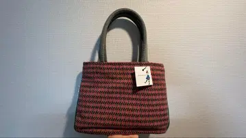 [미사용 새상품] ocomoco 울 체크 무늬 핸드백