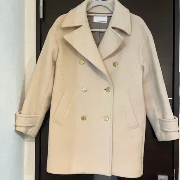 코트 화이트 베이지 유나이티드 애로우즈 골드 버튼 36