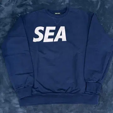 WIND AND SEA Sea 로고 크루넥 네이비 L 사이즈