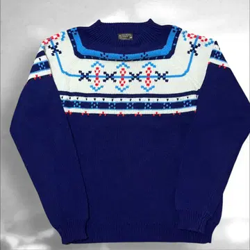 J.C.Penney 노르딕 무늬 아크릴 니트 블랙 택 70s~