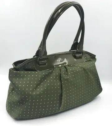 에네스베 도트 무늬 라메 포함 토트백 올리브 그린
