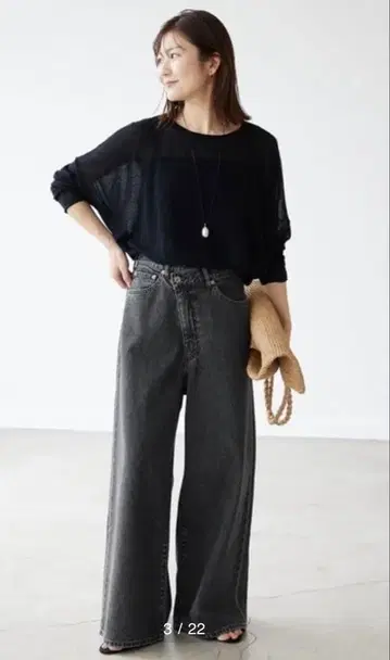 SLOBE IENA LE DENIM 틸트 와이드 스트레이트 데님 38