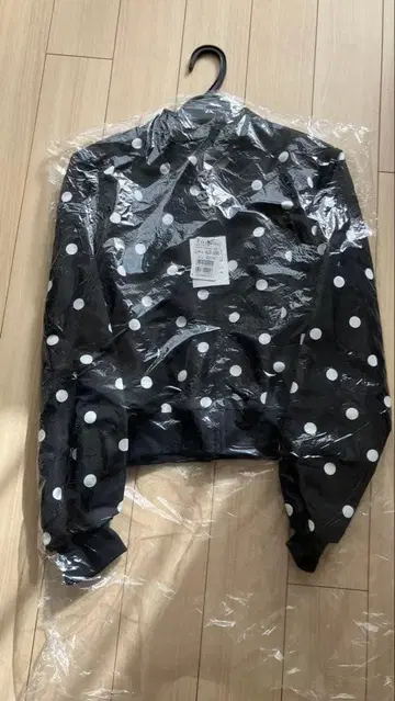 블루종 자켓 숏 기장 물방울 패턴 긴팔 셔츠 미사용