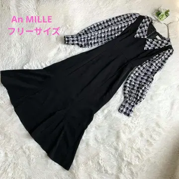 An MILLE | 안미르 롱 원피스 긴팔 하운드투스 체크 패턴