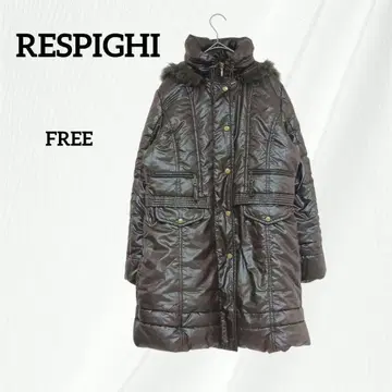 레스피기 여성용 다운 코트 다운 자켓 퍼 포함 브라운 F