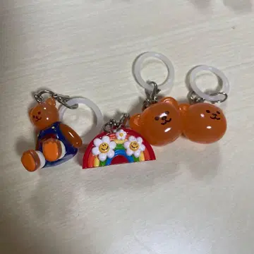 곰과 레인보우 키링 4개 세트