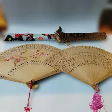 시스루 조각 부채 2개 세트