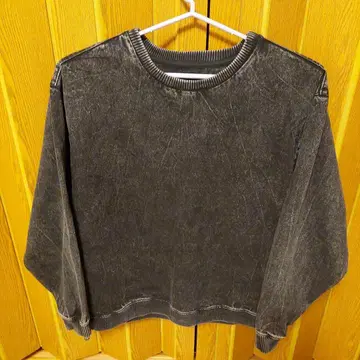 ZARA 다크 그레이 사이드 지퍼 크루넥 데님 트레이닝복