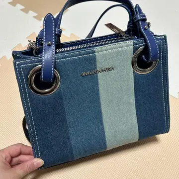 데님 스트라이프 숄더백