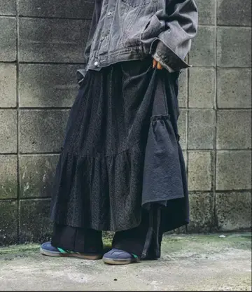 니코앤드 레이스 패치워크 플레어 스커트 롱 스커트 L