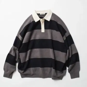 FREAK'S STORE 빅 실루엣 보더 니트 라거 셔츠 M