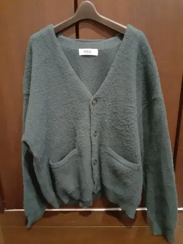 PUBLUX 다크 그린 샤기 니트 가디건 M 오버 사이즈 새상품급