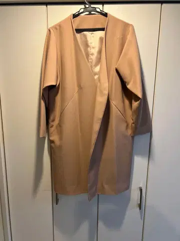 핑크 노카라 자켓 7분 소매