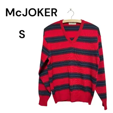 [ 레어 ] 빈티지 멀티 보더 니트 스웨터 V넥 S