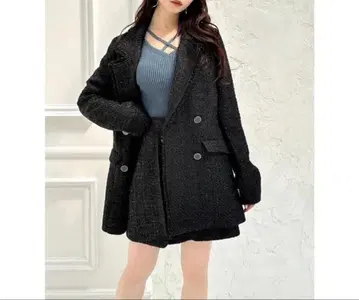 RESEXXY 리젝시 트위드 테일러드 자켓 블랙