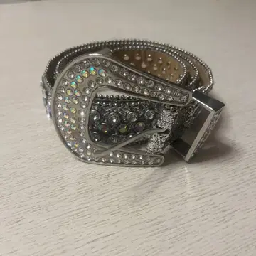 스톤 장식 실버 벨트