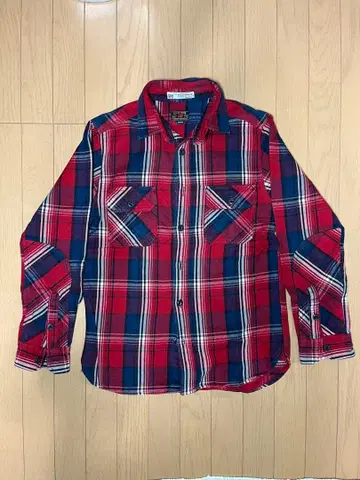 두꺼운 원단 체크 무늬 빈티지 셔츠