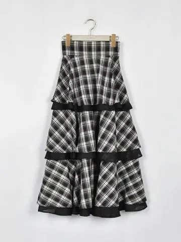 An MILLE 쉬폰 레이어드 프릴 스커트 체크