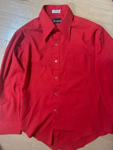 70s 빨간색 셔츠 카라심 빅 옷깃