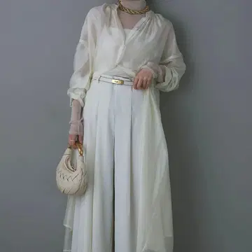 AUBREY by ANDREA&Co. 미러 샤인 시어 셔츠 원피스