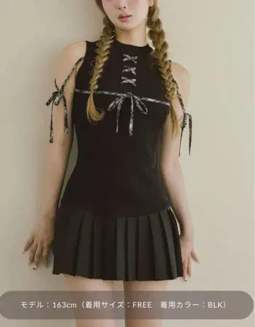 Darich 도킹 레이스업 미니 원피스 블랙